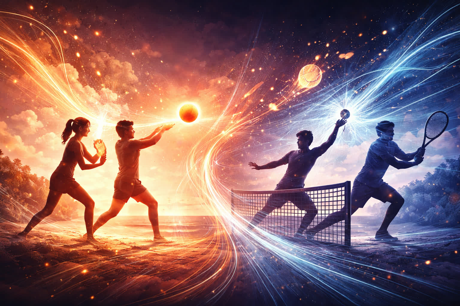 Ilustracao abstrata sobre cooperacao, dialogo e tensao relacional